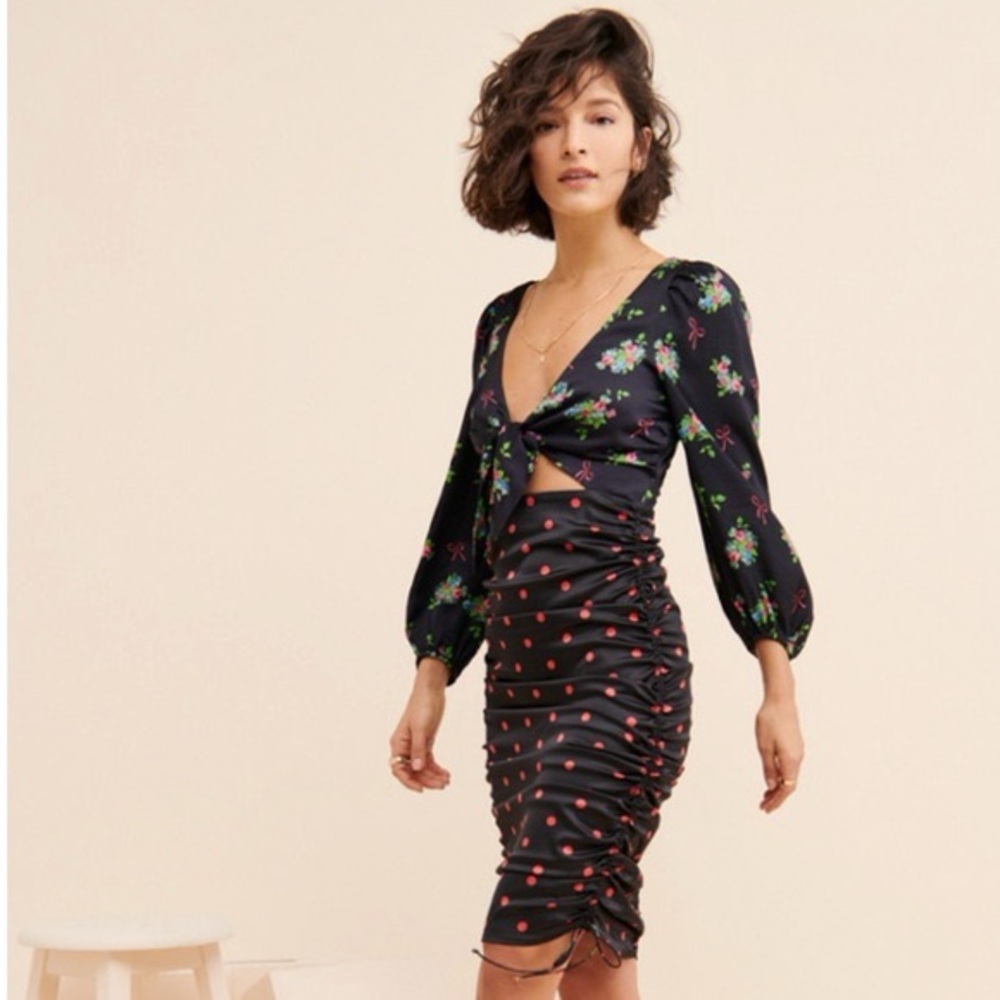 For Love And Lemons Black Floral Mini Dress